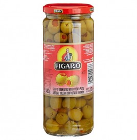 Figaro Stuffed Green Olives With Pimento-Paste  Glass Jar  450 grams